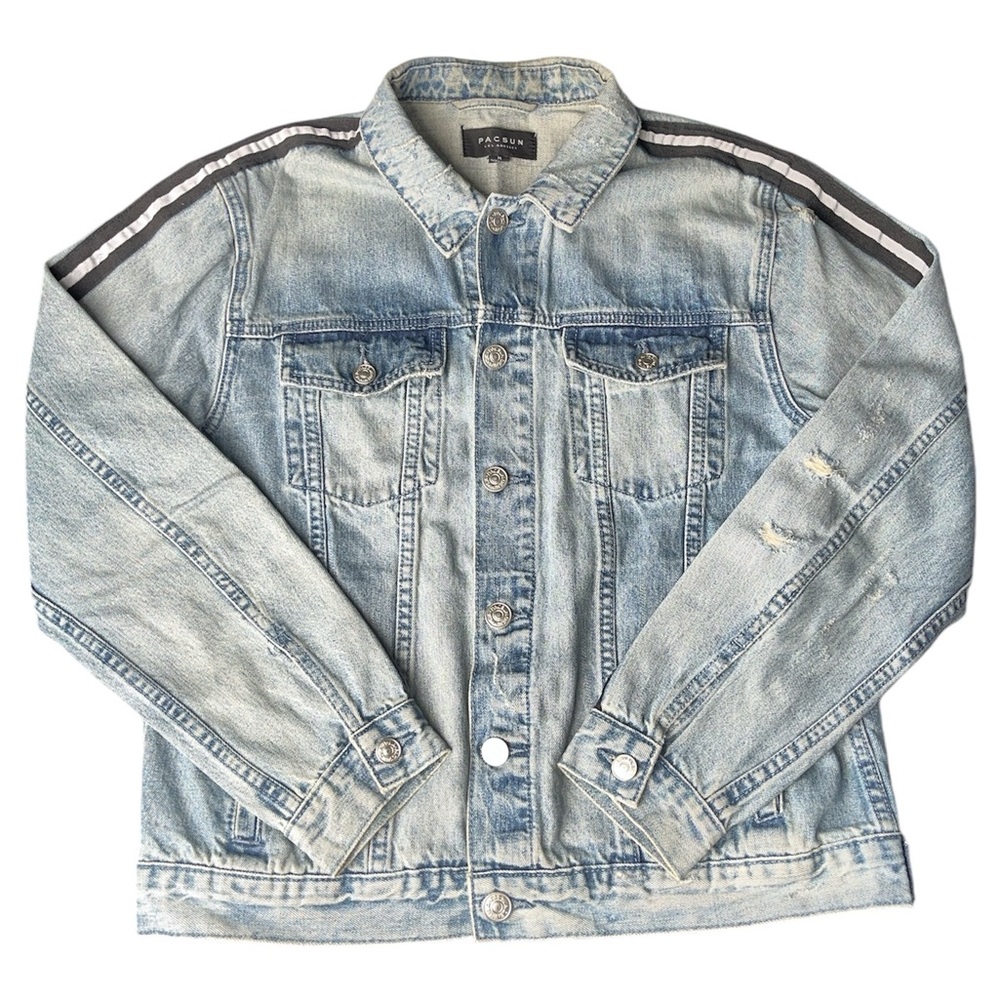 PacSun Denim Collared Button-Up Long Sleeve Relaxed Fit Light Wash Jean Jacket M